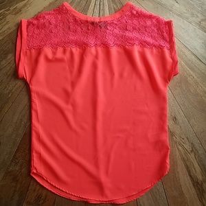 Bright coral lace top